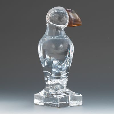 A Daum Figurine of a Puffin Clear
