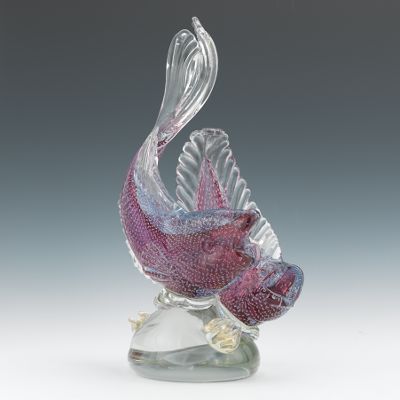 A Murano Glass Sculpture of Two Fish