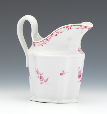 A Pink Decorated Cream Jug "Silver