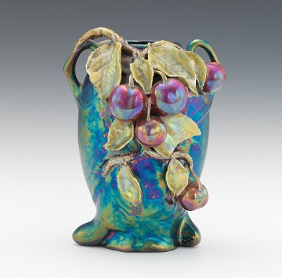 An Amphora Cherry Iridescent Vase