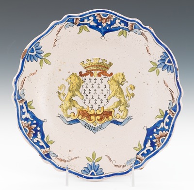 A Malicorne Faience Armorial Plate 133dc4