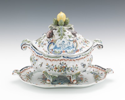 A Large Faience Soup Tureen with Lid