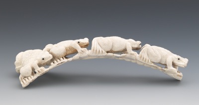 Carved Antler or Bone Frog Bridge