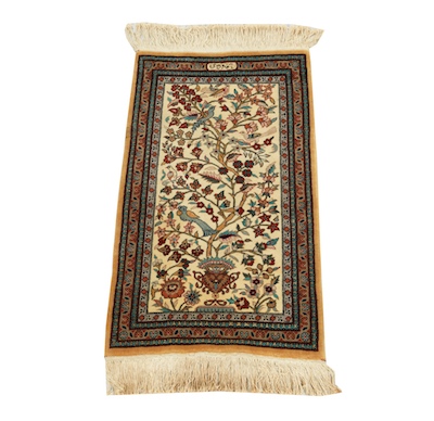 A Small Signed Oriental Rug Wool