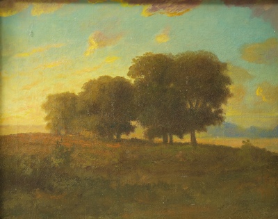 Unsigned Tonalist Landscape Sunset  133e89