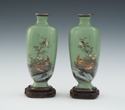 A Pair of Miniature Cloisonne Vases