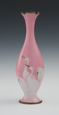 A Pink Enamel Heron Vase with Mark 133f41