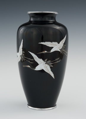 A Cloisonne Vase with Flying Cranes