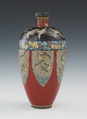 A Fine Cloisonne Vase with Sea Birds