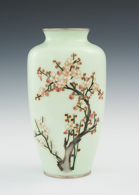 A Blooming Prunis Branch Cloisonne Vase