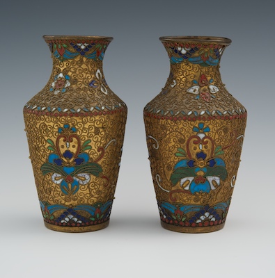 A Pair of Open-work Miniature Cloisonne