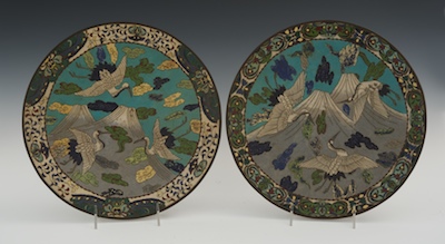 A Pair of Scenic Cloisonne Vases