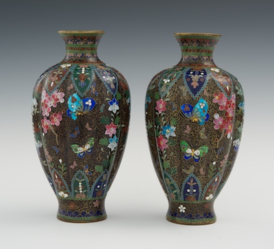 A Pair of Goldstone & Cloisonne Lobed