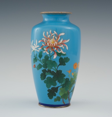 A Cloisonne Vase with Orange Chrysanthemums 133f7d