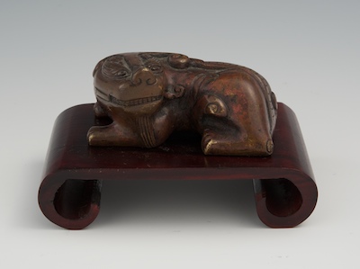 A Miniature Bronze Dog Scroll Weight 133fa2