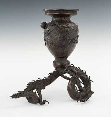 A Japanese Bronze Dragon Incense Burner