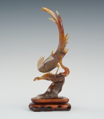 A Large Carved Banded Agate Bird Chinese