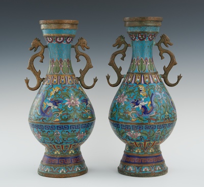 A Pair of Chinese Cloisonne Handled