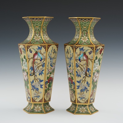 A Pair of Hexagonal Footed Cloisonne 133fc7