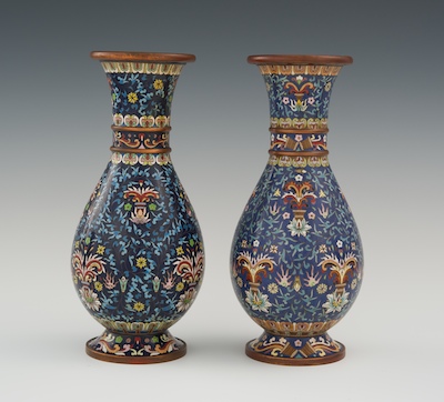 Two Chinese Cloisonne Vases Tear 133fc9