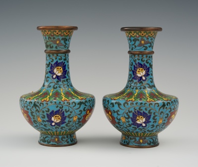 A Pair of Petite Chinese Cloisonne Vases