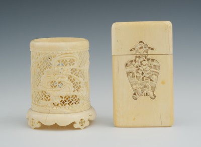 Two Carved Ivory Items Containing  13400b