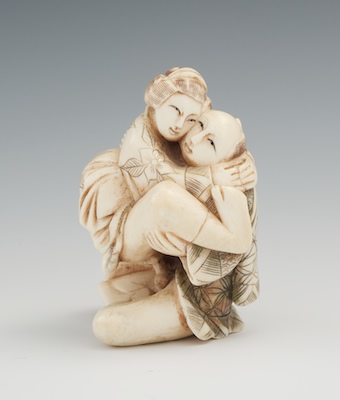 A Carved Erotic Ivory Carved in