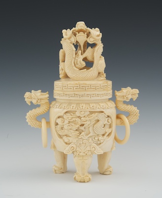 A Carved Ivory Koro Standing on 13400e