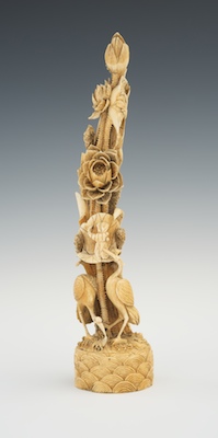 A Carved Ivory Tusk with Birds 134024
