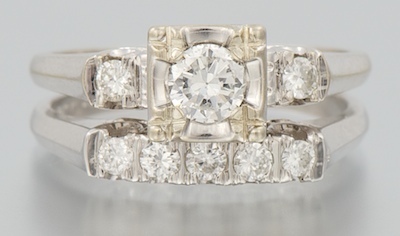 A Ladies Diamond Wedding Set 14k white