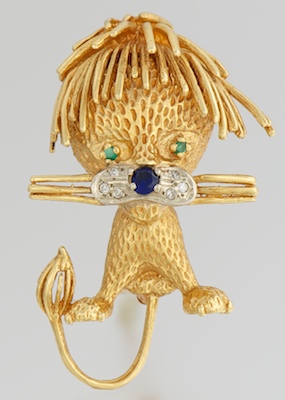 A Charming Gold Lion Pin After
