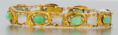 A Dragon Design Gold and Jade Bracelet