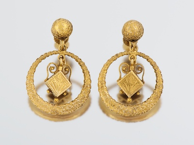 A Pair of Antique Style Gold Earring