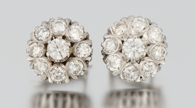 A Pair of Diamond Cluster Earrings 1340e7