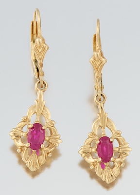 A Pair of Ladies' Gold and Ruby
