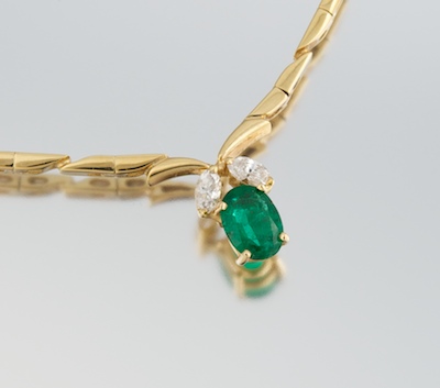 A Ladies' Emerald and Diamond Necklace