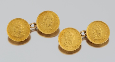 A Pair of Peruvian Gold Coin Cufflinks 1340fe
