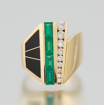 A Ladies Diamond Emerald and Onyx 134128