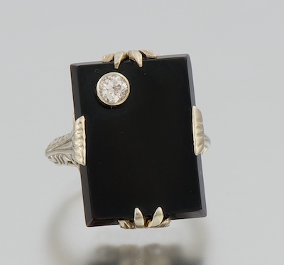 An Art Deco Onyx and Diamond Ring 134129