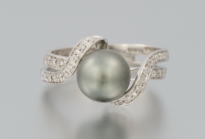 A Ladies' Pearl and Diamond Ring