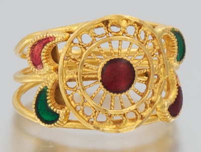 A High Karat Gold and Enamel Ring 13412e