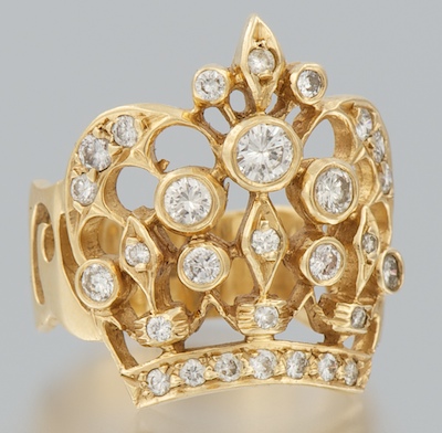 A Crown Design Diamond Ring 14k 13412f