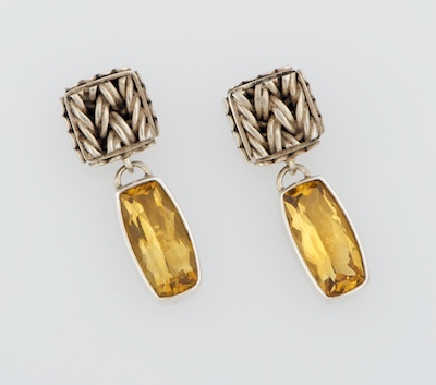 A Pair of Sterling Silver and Citrine