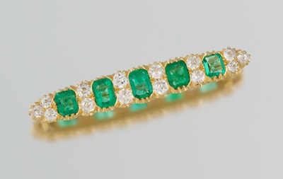 A Ladies' Emerald and Diamond Brooch