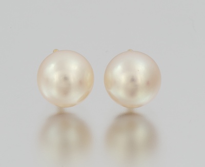 A Pair of Mikimoto Pearl Stud Earrings 13414c