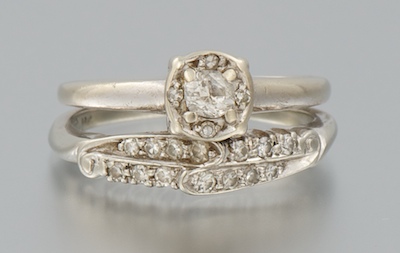 A Ladies' Vintage Wedding Set 14k