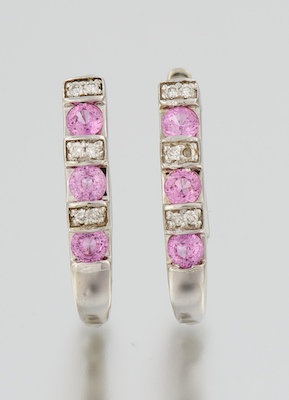 A Pair of Diamond and Pink Sapphire