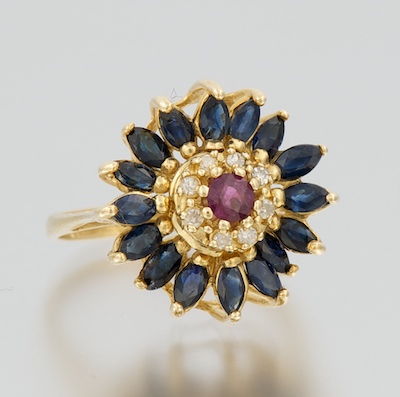 A Ladies' Ruby Sapphire and Diamond