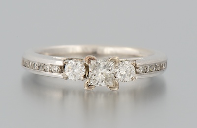 A Ladies Princess Cut Diamond Engagement