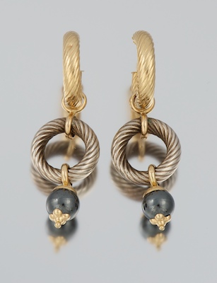 A Pair of Gold Silver and Hematite